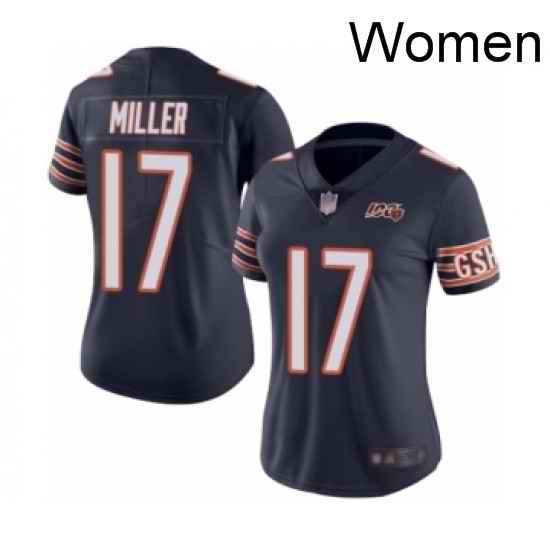 Womens Chicago Bears 17 Anthony Miller Navy Blue Team Color 100th Season Limited Football Jersey